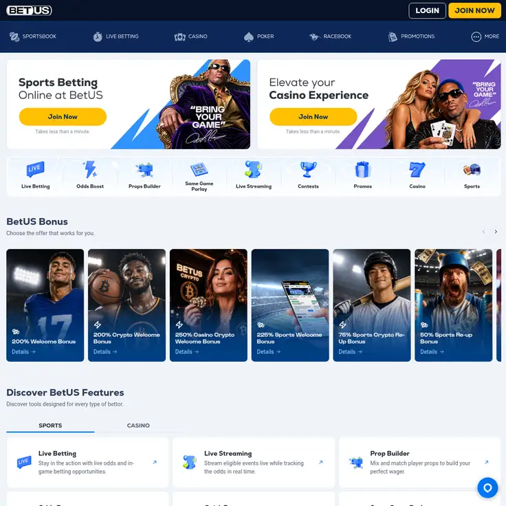 BetUS homepage