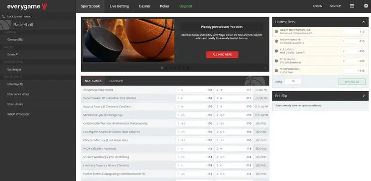Everygame homepage
